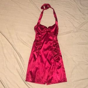 A silk hot pink dress